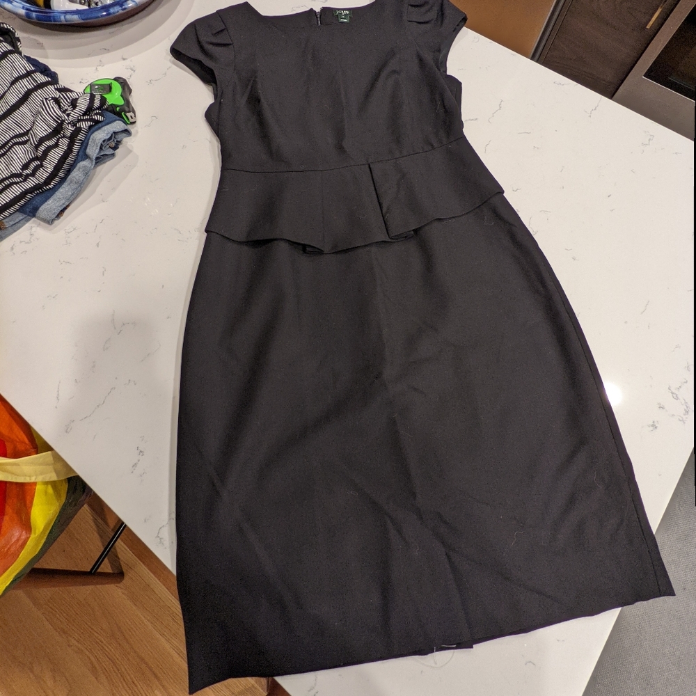 J Crew Black Wool Work Dress Size 8